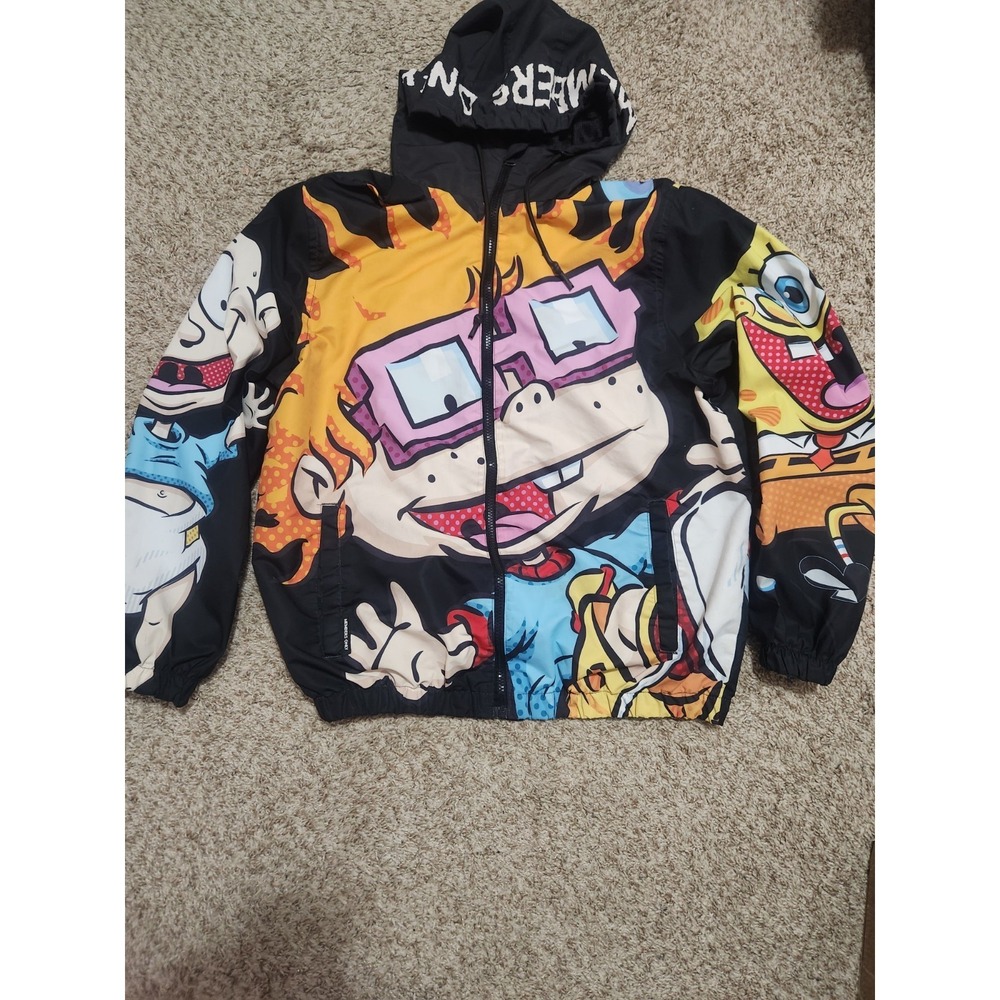 Members Only Nickelodeon‎ Rugrats Spongebob Windbreaker Jacket Men's Size Medium